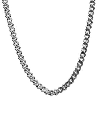 Blackjack - Men's Cubic Zirconia-Accented Curb Link 24" Chain Necklace in Stainless Steel