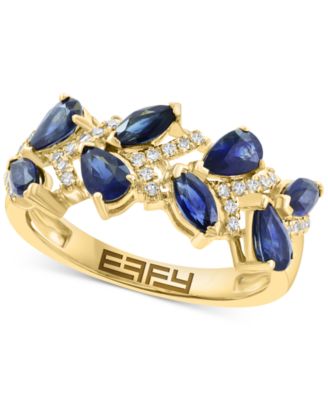 EFFY Collection - Blue Sapphire (1-3/4 ct. t.w.) & Diamond (1/8 ct. t.w.) Statement Ring in 14k Yellow Gold