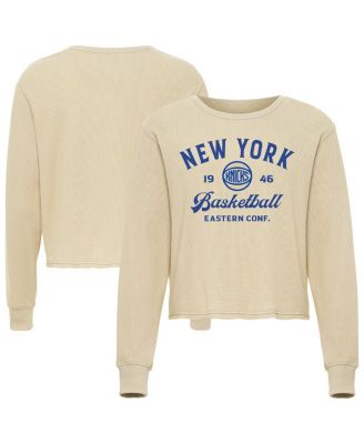 Sportiqe - Men's and Women's Cream New York Knicks High Country Collection Cullen Waffle Knit Long Sleeve T-Shirt