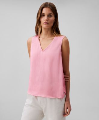 Calvin Klein - Women's Textured Pliss&eacute; V-Neck Tank Top