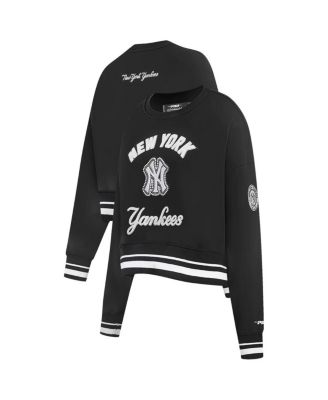 Pro Standard - Women's Black New York Yankees Cultivated Pearl Cropped Pullover Sweatshirt