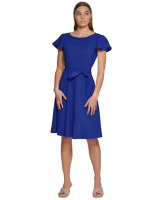 Calvin Klein - Women's Flutter-Sleeve Tie-Waist Dress