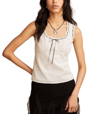 Lucky Brand - Women's Scoop-Neck Ribbon-Lace Empire Top