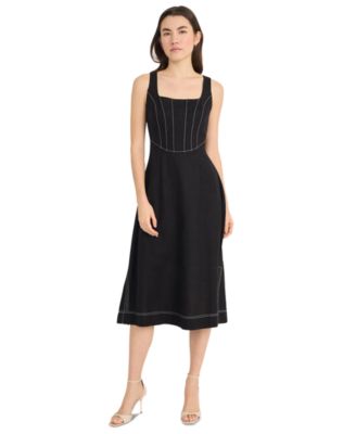 Donna Morgan - Women's Square-Neck Sleeveless Side-Slit Dress