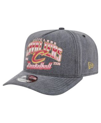 New Era - Men's Charcoal Cleveland Cavaliers Throwback Washed Pre-Curved 9FIFTY Snapback Hat