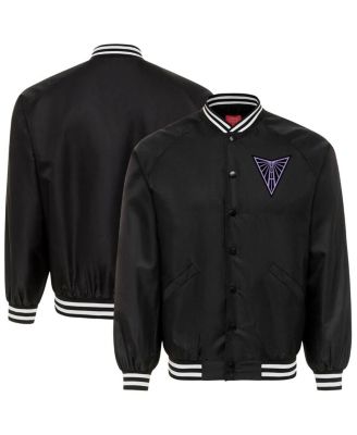 Sportiqe - Men's and Women's Eclipse Black Golden State Valkyries Rock Roll Collection Ringo Satin Raglan Full-Snap Bomber Jacket