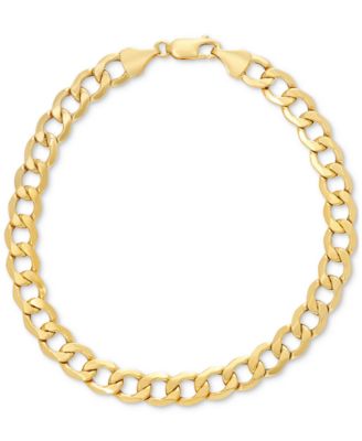 Italian Gold - Lightweight Men's Beveled Curb Link Chain Bracelet in Italian 10k Gold