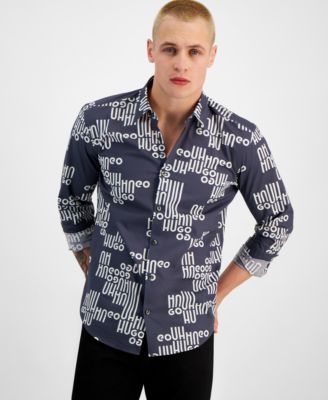 Hugo Boss - Men's Ermo 10263113 01 Slim-Fit Logo-Print Button-Down Shirt