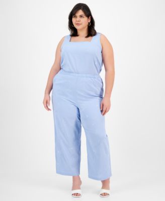 And Now This - Trendy Plus Size Embroidered High-Rise Pants