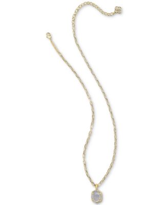Kendra Scott - Gold-Tone Pav&eacute;-Framed Stone Pendant Necklace, 16" + 3" extender