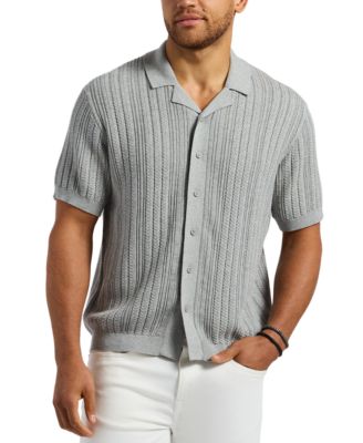Buffalo David Bitton - Men's Wasko Cable-Knit Short-Sleeve Button-Up Polo