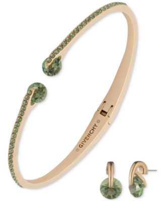 Givenchy - Gold-Tone Mixed Crystal Cuff Bracelet & Stud Earrings Set