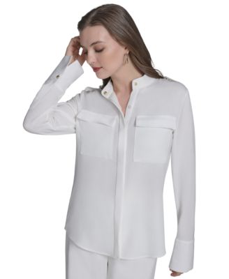 Halston - Women's Long-Sleeve Button-Front Shirt