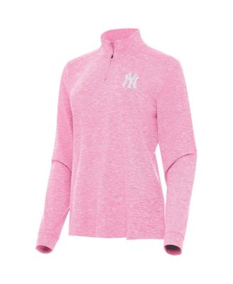 Antigua - Women's Pink New York Yankees Mentor Lightweight Mock Neck Quarter-Zip Top