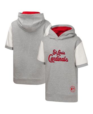 Outerstuff - Youth Heather Gray St. Louis Cardinals Line Up Short Sleeve Pullover Hoodie