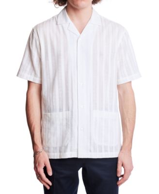 Paisley & Gray - Men's Slim Fit Short Sleeve Textured Stripe Button Front Camp Shirt