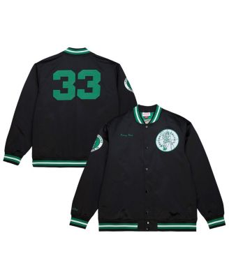 Mitchell & Ness - Men's Larry Bird Black Boston Celtics NBA Legends Full-Snap Satin Jacket