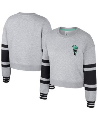 Stadium Essentials - Men's and Women's&nbsp;Heather Gray New York Liberty Cropped Pullover Sweatshirt