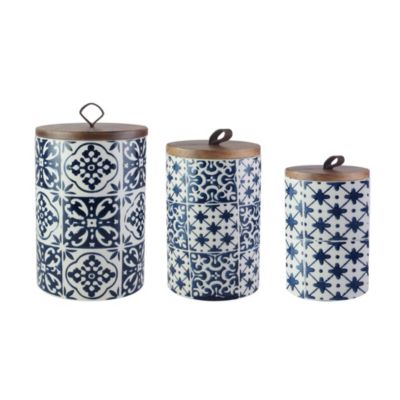 American Atelier - Blue Medallion 3 PC Canister Set