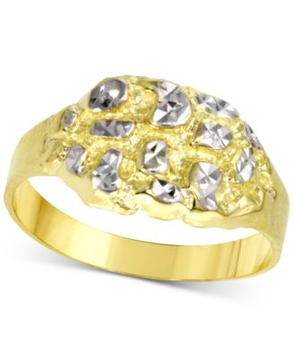 Macy's - Men's Textured Two-Tone Nugget Style Ring in 10k Gold