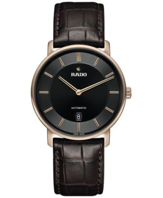 Rado - Men's Swiss Automatic DiaMaster Thinline Brown Leather Strap Watch 41mm