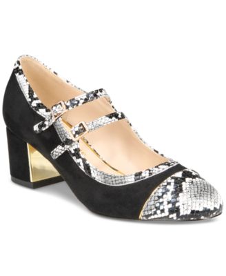 THINGS II COME - Women's Mela Luxurious Round-Toe Mary-Jane Block-Heel Pumps