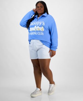 Love Tribe - Trendy Plus Size Snoopy Running Club Half-Zip Sweatshirt