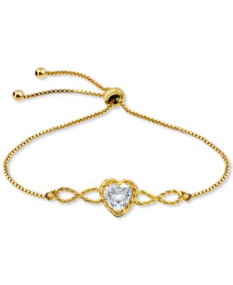 Giani Bernini - Heart Cubic Zirconia Infinity Link Bolo Bracelet (1-7/8 ct. t.w.) in 18k Gold Over Sterling Silver