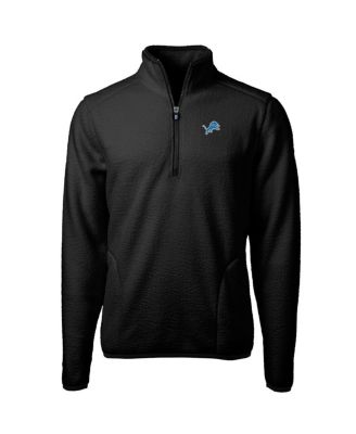 Cutter & Buck - Men's Black Detroit Lions Big Tall Cascade Sherpa Fleece Quarter-Zip Pullover Jacket