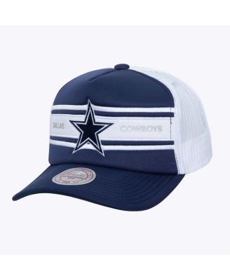 Mitchell & Ness - Men's Navy, White Dallas Cowboys Stripe Front Trucker Adjustable Hat
