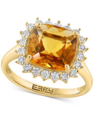 EFFY Collection - Diamond (1/10 ct. t.w.) & Citrine (3-5/8 ct. t.w.) Ring in 14K Yellow Gold