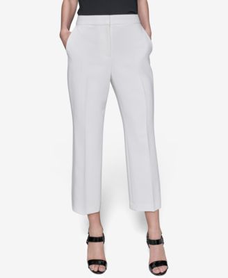 KARL LAGERFELD PARIS - Women's Cropped Wide-Leg Mid-Rise Pants