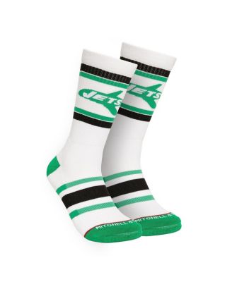 Mitchell & Ness - Men's White New York Jets Throwback Team Stripes Crew Socks