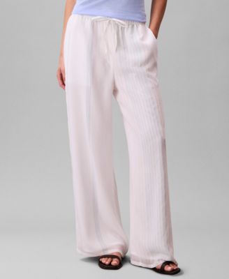 Calvin Klein - Women's Multi-Stripe Textured Wide-Leg Pants