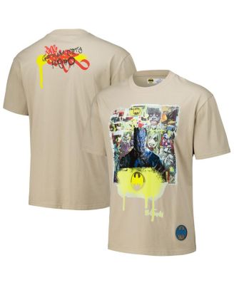 Freeze Max - Men's Tan Batman Comics Spray Paint Loose Fit T-Shirt